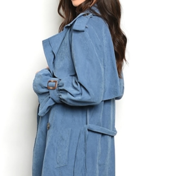 LAST 1! GIRLY & FLIRTY BLUE TRENCH COAT - Picture 5 of 5